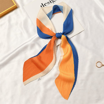 Striped Multi-Color Angled Pleated Scarf - STRIPED PLEATED SCARF 11 * 135 CMS