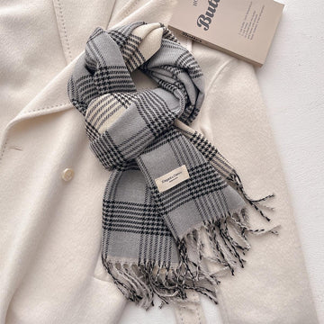 Plaid Winter Scarf - 45 * 206 CMS - FYR-157_GRAY