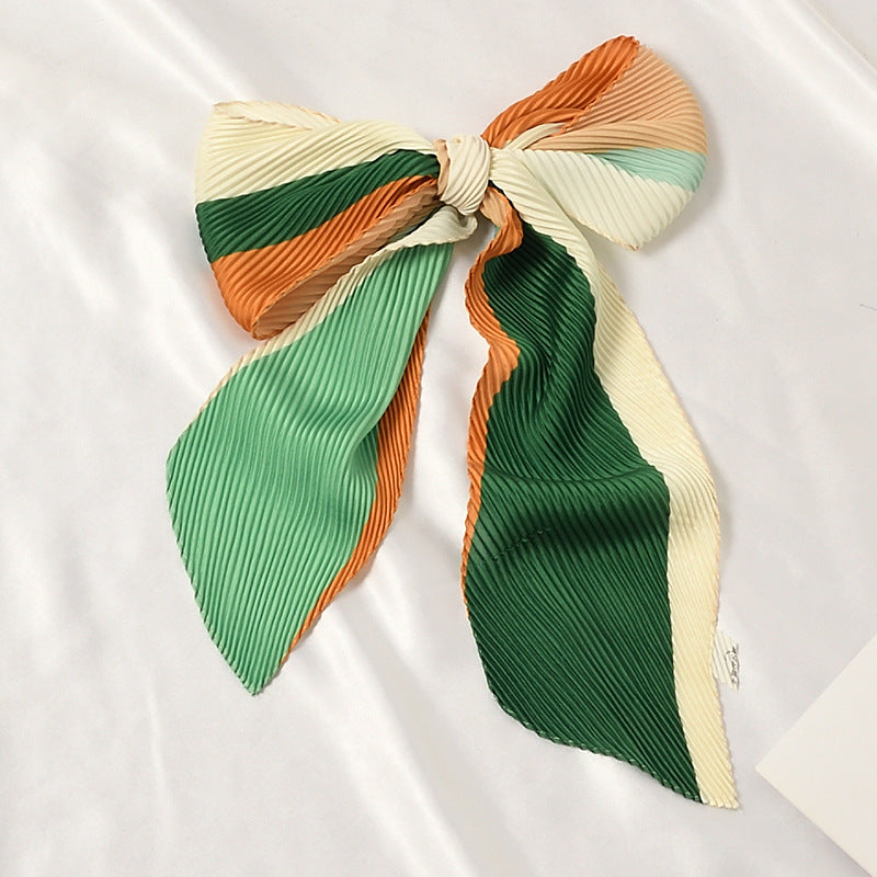 Striped Multi-Color Angled Pleated Scarf - STRIPED PLEATED SCARF 11 * 135 CMS