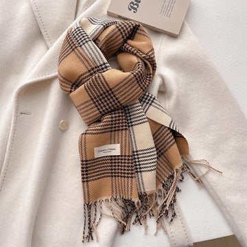 Plaid Winter Scarf - 45 * 206 CMS - FYR-157_KHAKI