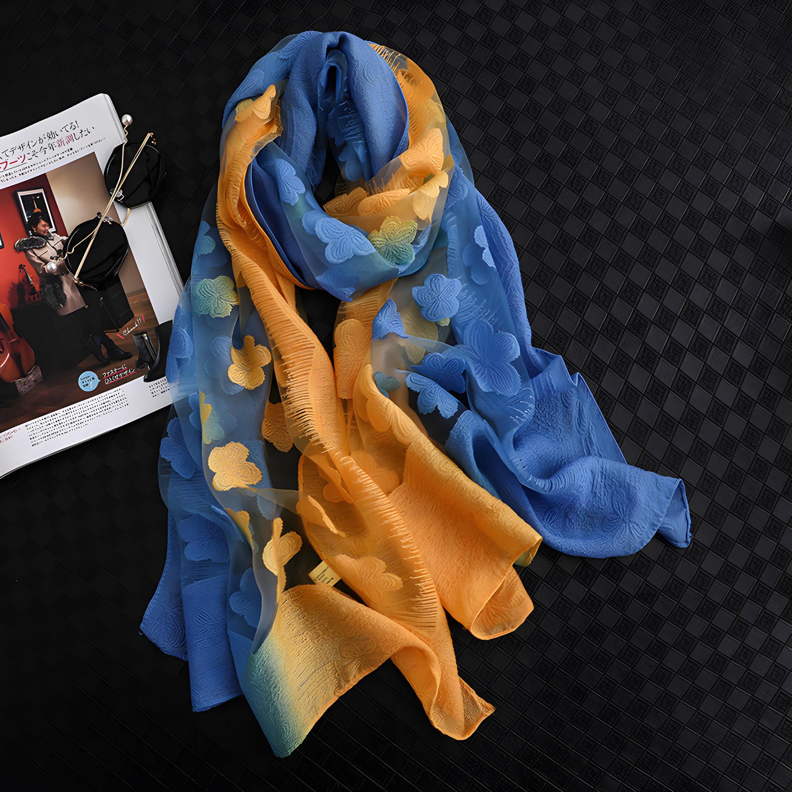 Luxury Lace Flocking Flower Scarf - 65*180 CMS
