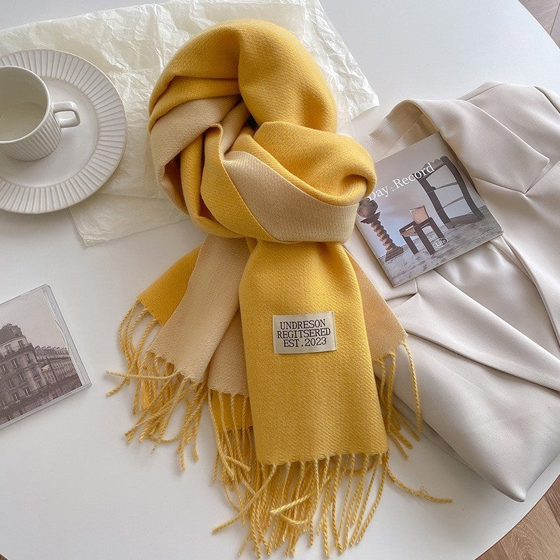 Two Tone Winter Scarf - 68 * 200 CMS - FYR-15_YELLOW