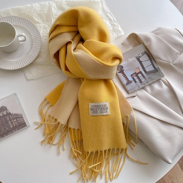 Two Tone Winter Scarf - 68 * 200 CMS - FYR-15_YELLOW