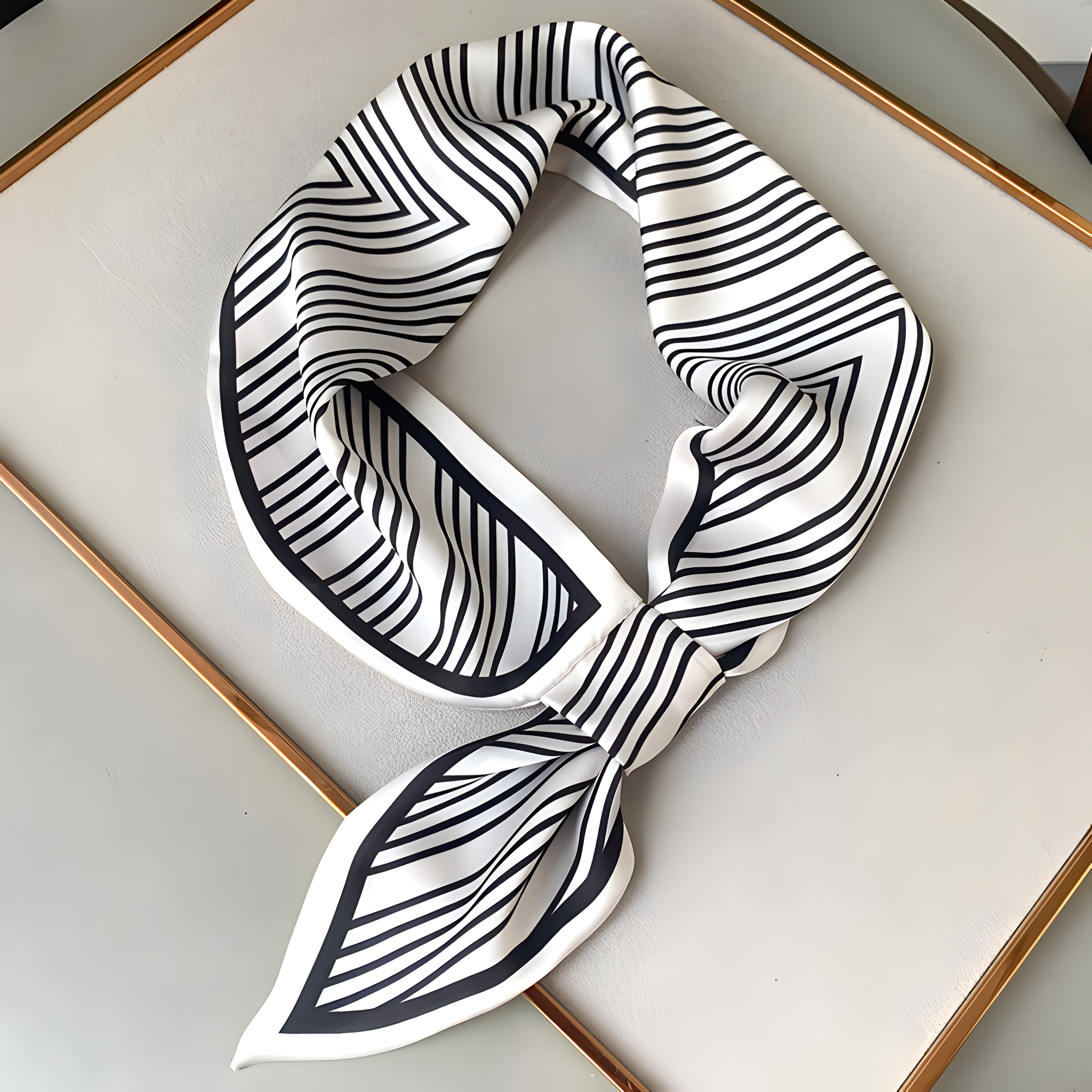 Luxury Printed Loop Scarf - LOOP SCARF 15 * 70 CMS - XED-9_WHI